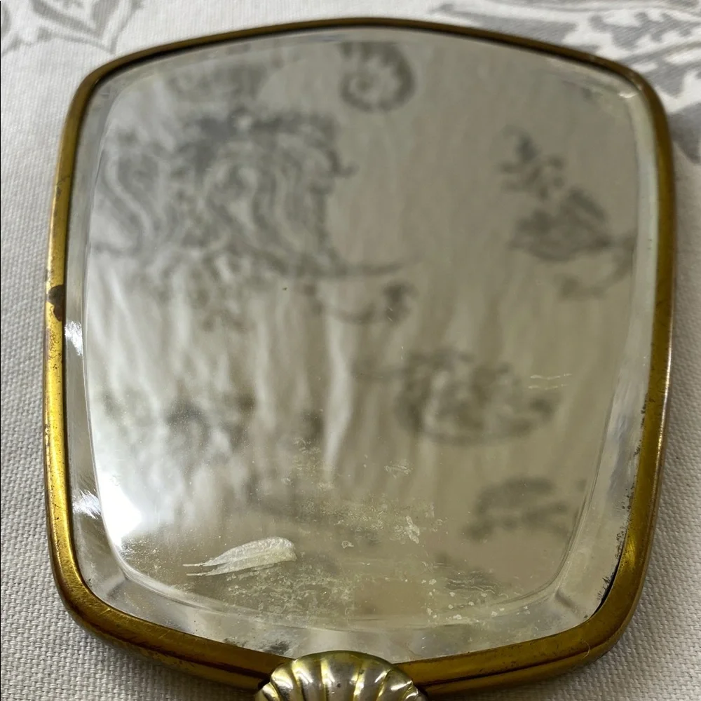 Vintage Brush &‎ Mirror Victorian Stvle Gold Silver Color Floral Etched Vanity